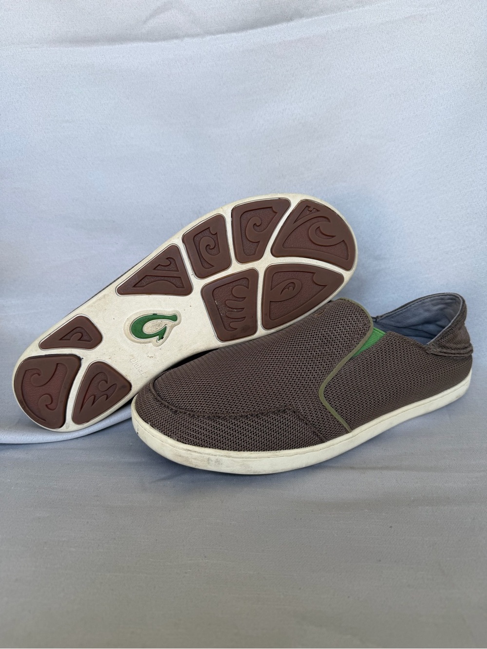 OluKai Nohea Mesh Slip On Boat Shoes Mens 11.5 Mustang Lime Comfort Nautical